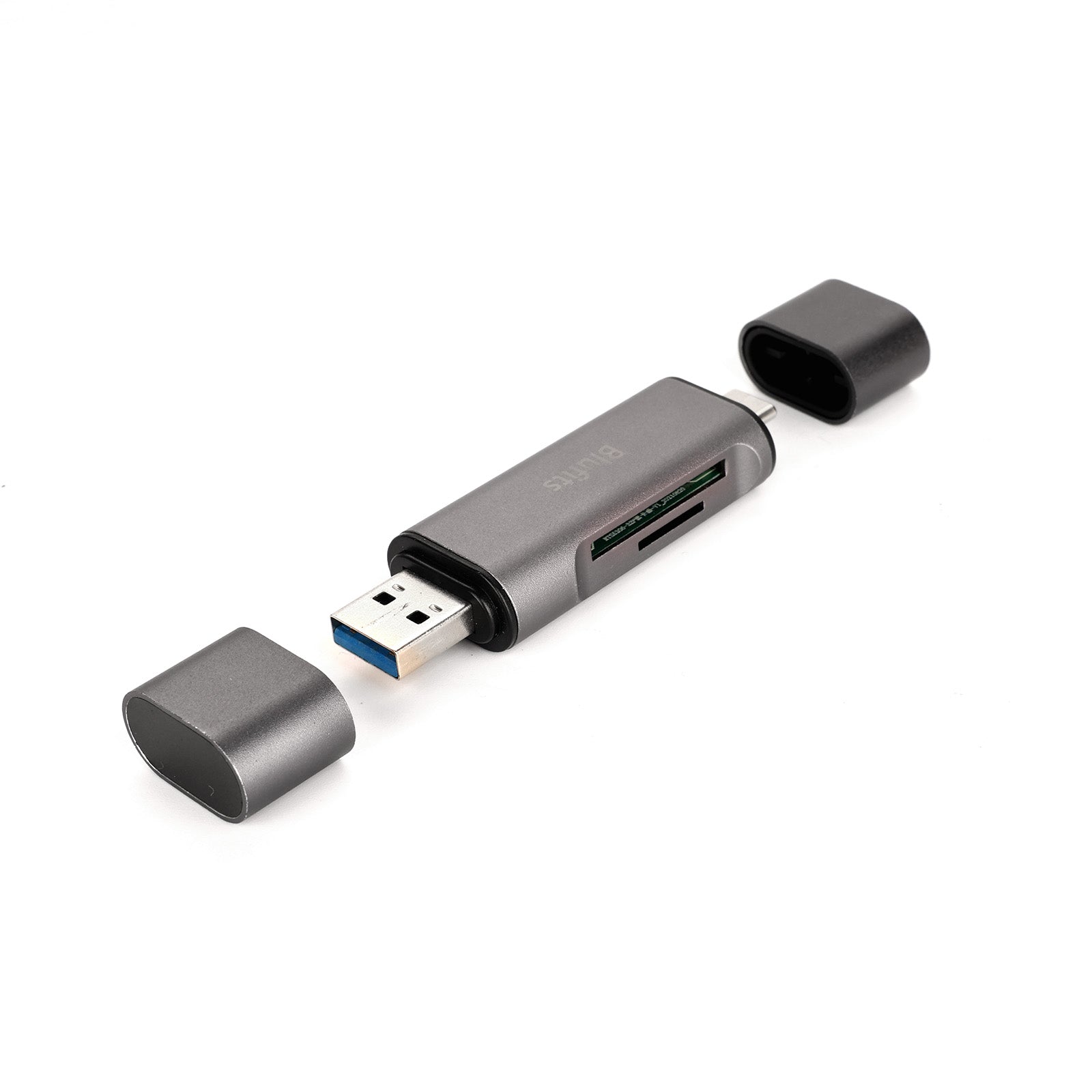 Blufits SD Card Reader Dual Slot USB 3.0 Type C to Micro SD Card Adapter for iPhone iPad, Dual Slot Memory Card Reader, USB 3.0/USB C SD Card Adapter Supports SD and TF Cards, Plug and Play Without Apps