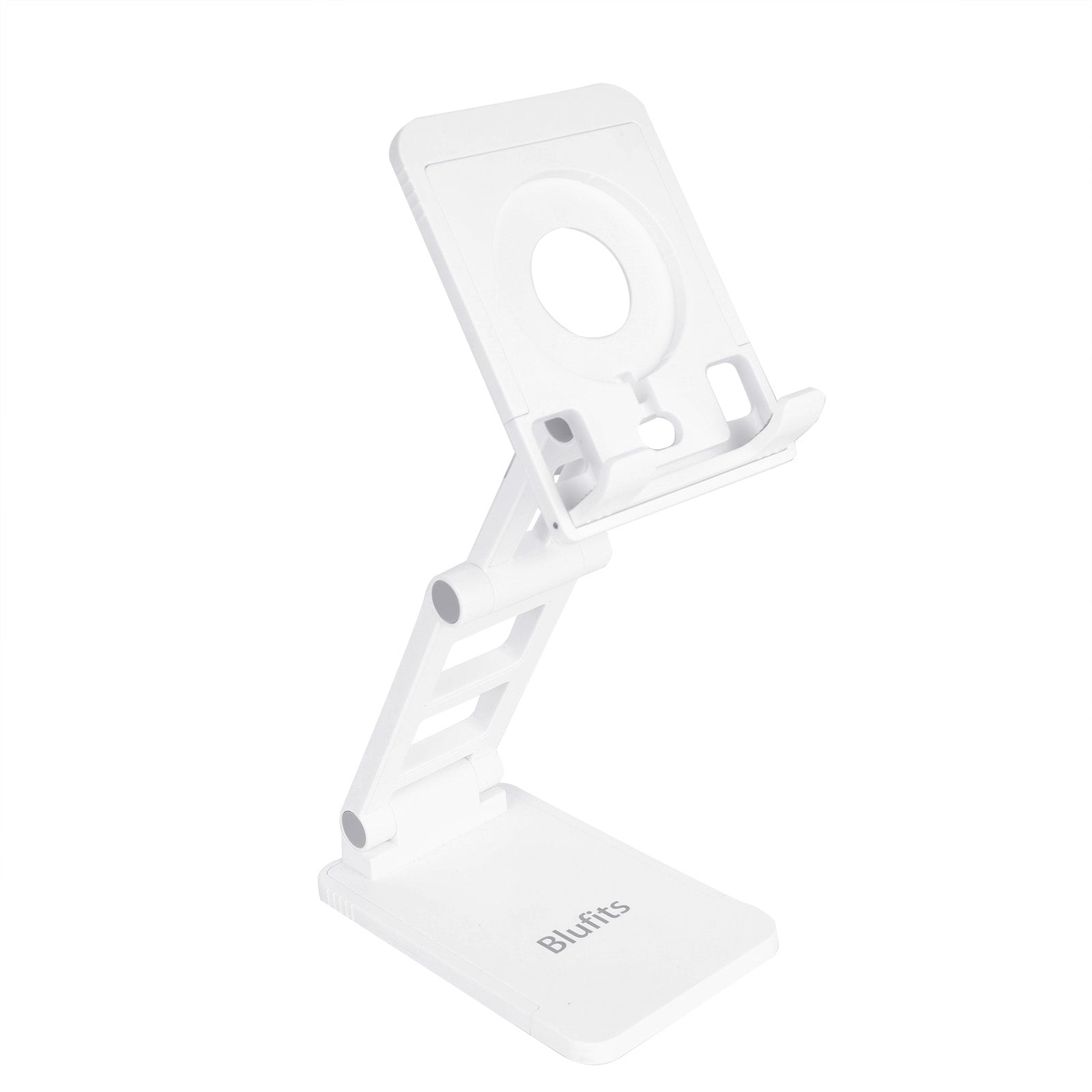 Blufits Folding Phone Holder, 180 degree adjustable desktop phone holder, compatible with all models of smartphones, portable phone holder, free your hands